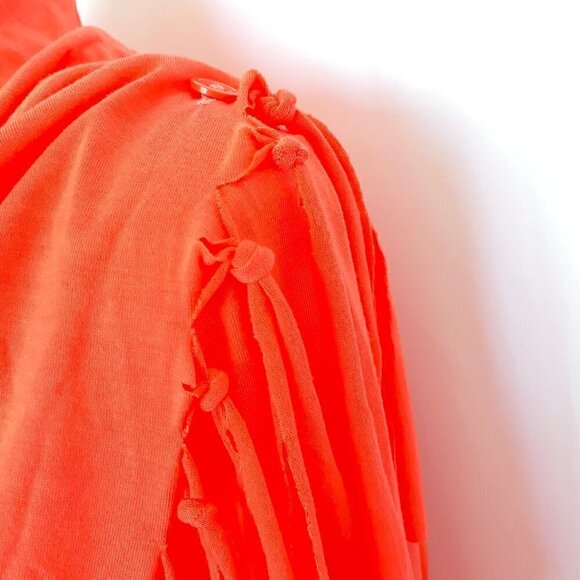 15. Heathmoor Tangerine Color Wrap Long Sleeve Blouse - Picture 3 of 9